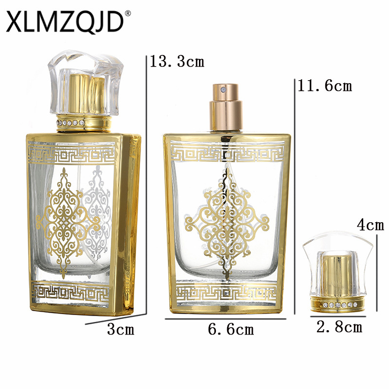 Picture of Spot supply XB811-50ml plating gold pattern glass bottle/sub bottle/spray bottle/press empty bottle
