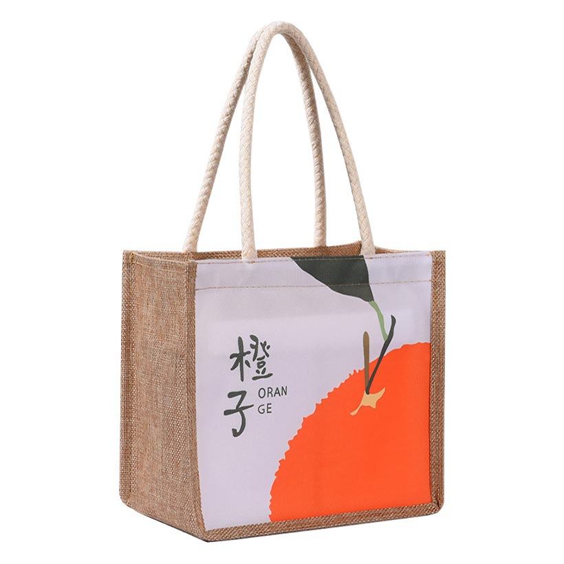 Handbag Women's Canvas Bag Korean Style Cartoon Artistic Handbag Portable Lunch Bag with Rice Bag Lunch Bag