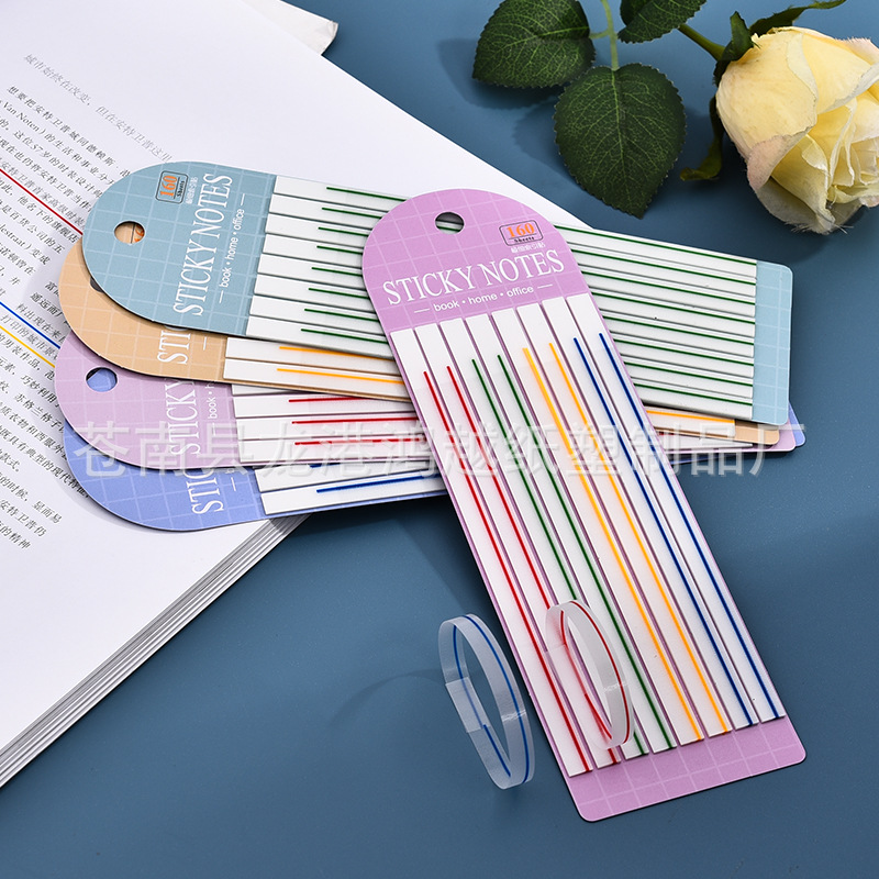 Key Mark transparent Post-It note extremely thin strip fluorescent indicator stick color line index stick N times Note Book