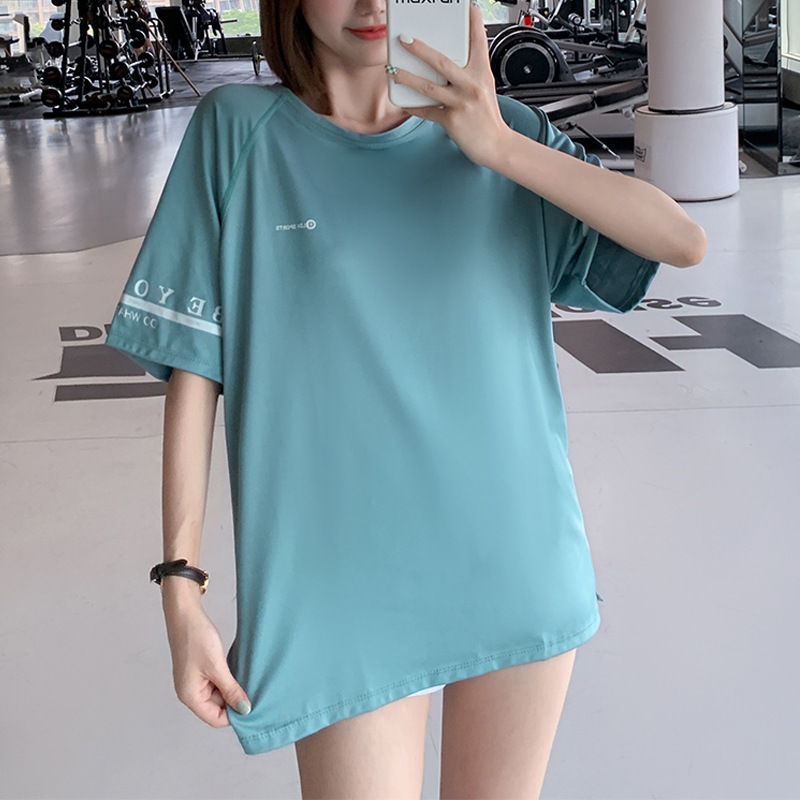 Picture of Yoga Short-sleeved Fitness Suit Sports T-shirt Women's Loose Running Blouse Summer Thin plus size chubby girl Quick-drying Top