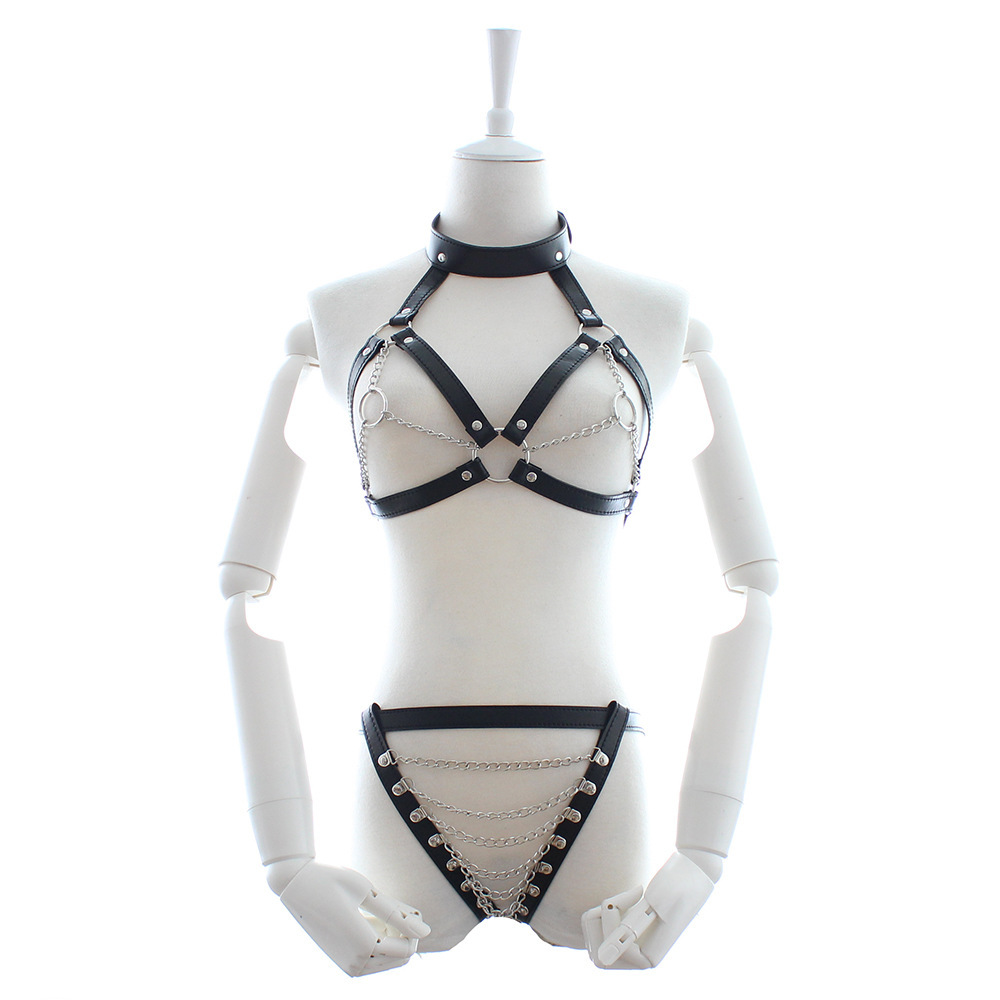 sm Fun Leather Performance Costume Props Women's Bundled Flirting Clothes Chain Underwear Alternative Toys