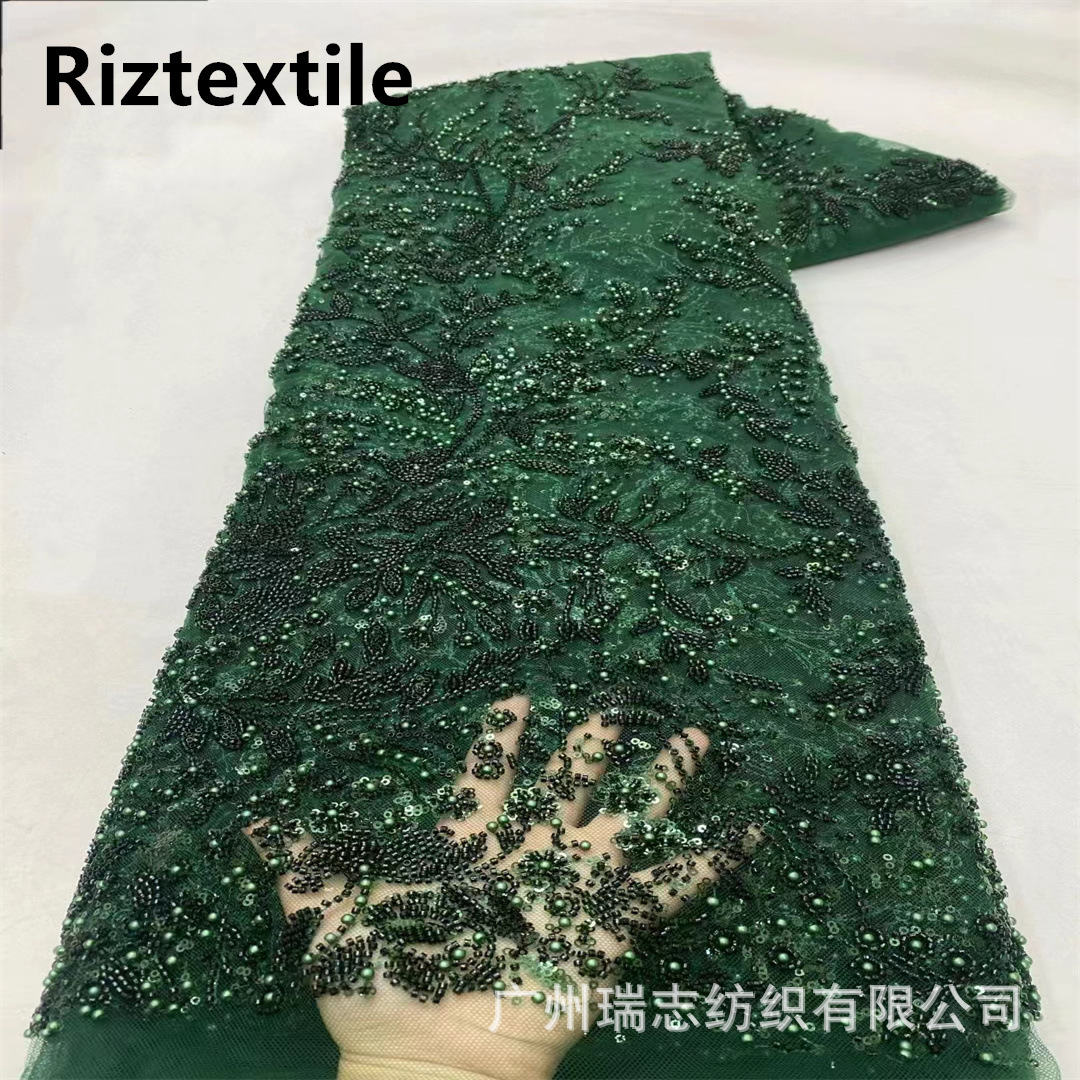 Picture of Wedding dress three-dimensional beads embroidered sequins embroidered lace lace fabric Embroidery beaded lace