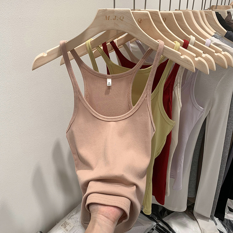 European in stock Spice Girl Knitted Camisole Women's Summer New Slim-fit Slimming Short Outer Wear Sleeveless Top