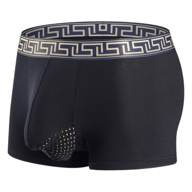 Men's Underwear Bullet Separated Egg Underwear Elephant Nose Pants Mesh Pouch Breathable Mid-Waist Youth Boxer Briefs
