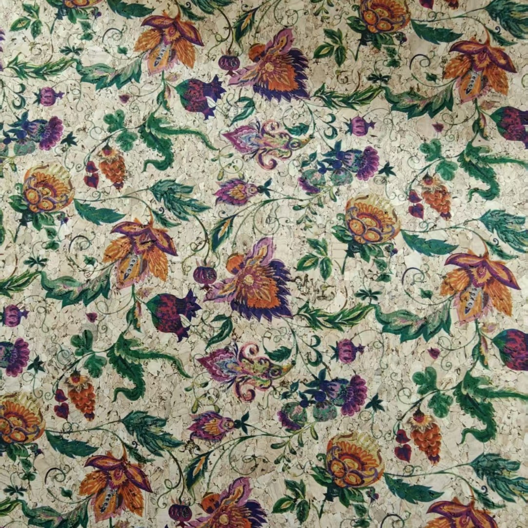 Natural cork fabric, vintage printed cork leather, luggage, handbags, artificial leather, and wholesale cork fabric