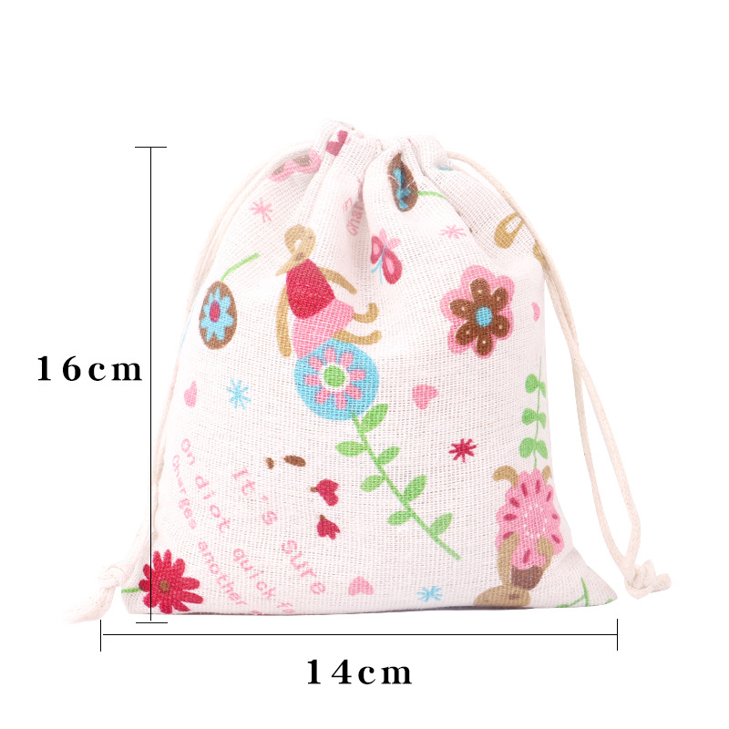 Picture of Printed cotton drawstring bag small bag home travel sundries storage bag Christmas gift packaging bag in stock