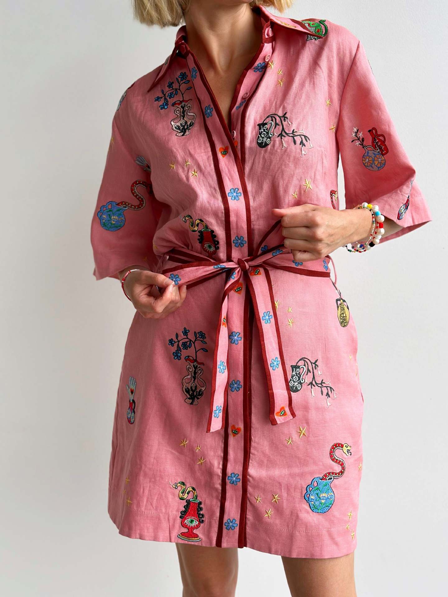 Europe and the United States cross-border 2024 new AliExpress independent station leisure fashion linen shirt cardigan temperament Joker dress