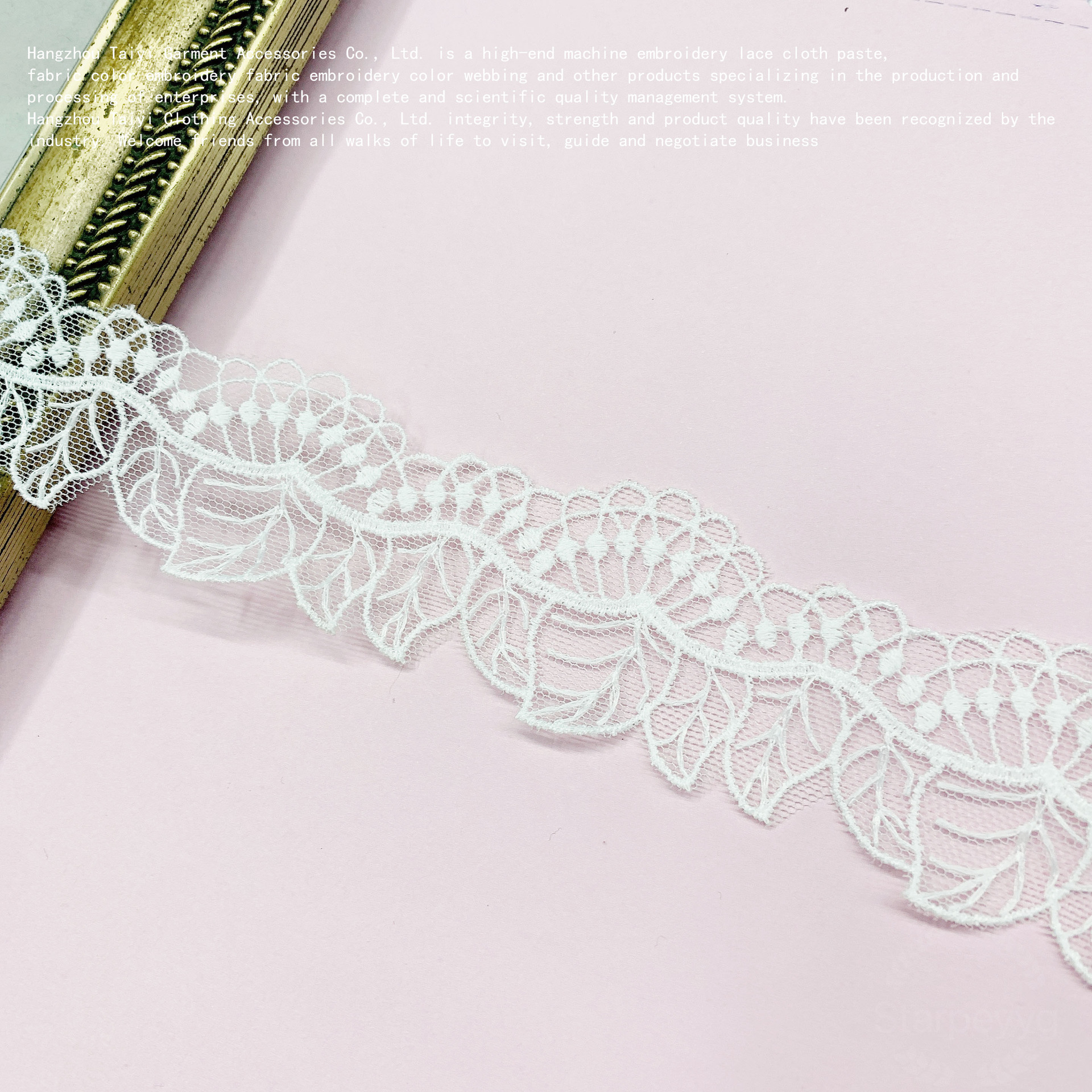 Milk Silk Flower 3.5CM High Single Side Wave Mesh Up and Down Hand Cut Mesh Water Soluble Lace Embroidered Bar Code Lace