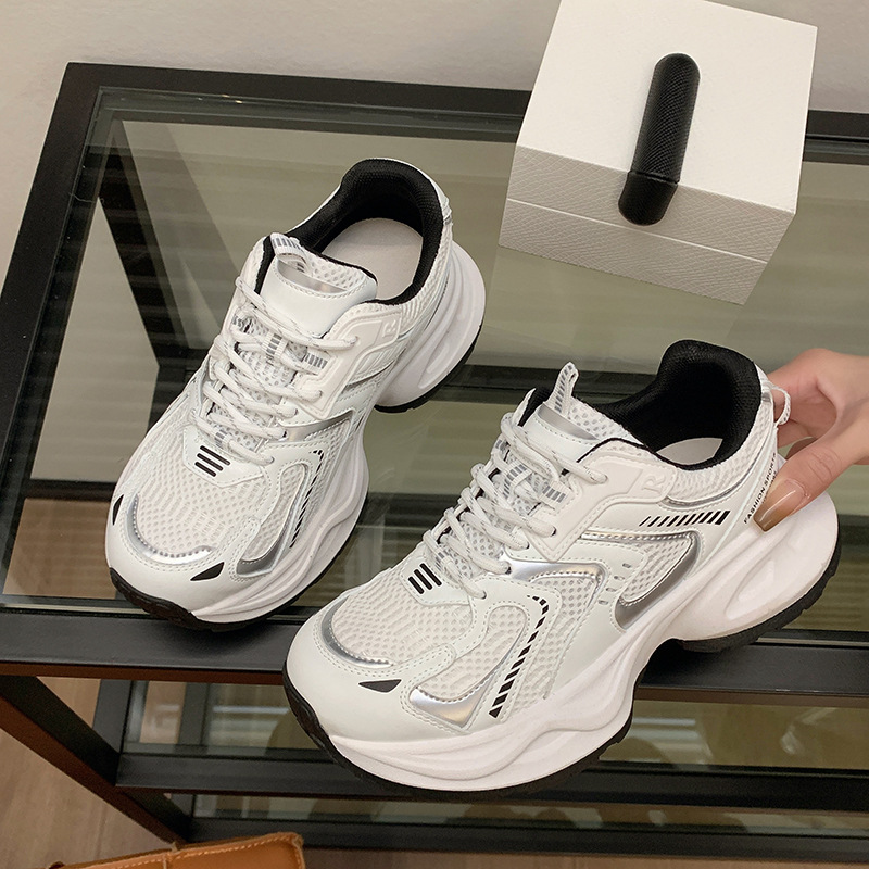 Internet Celebrity sneaker Women 2024 New Comfortable All-match Breathable Mesh Height Increasing White Shoes Casual sneaker