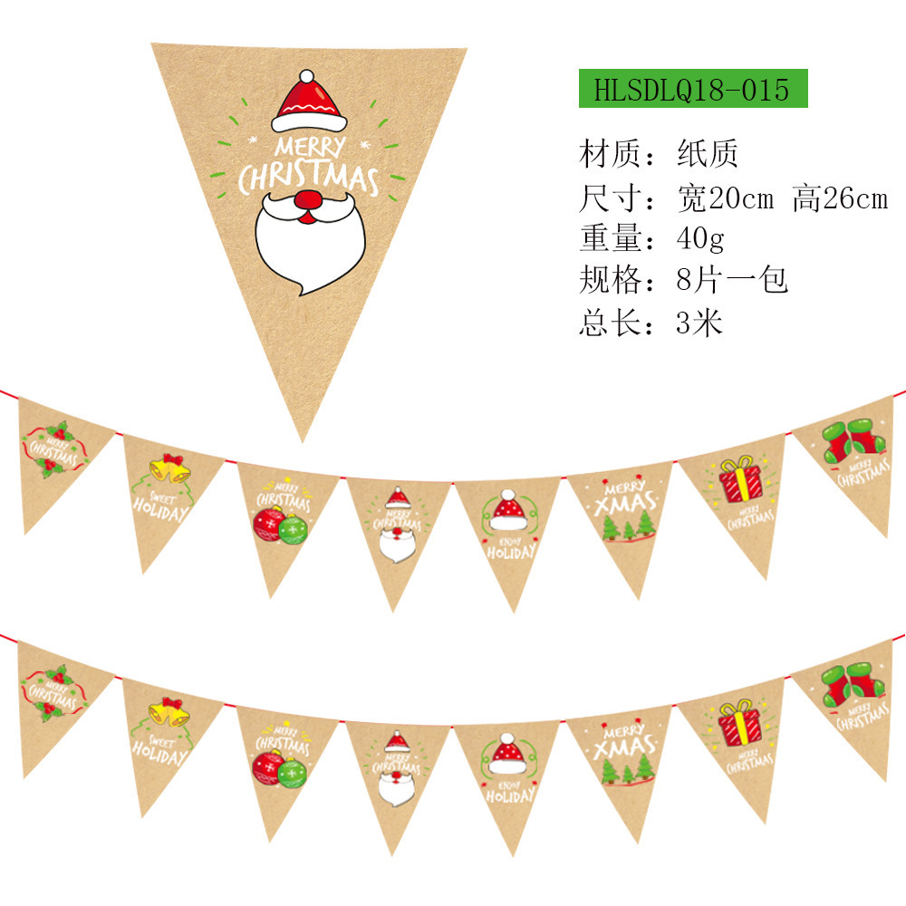 Picture of Christmas Decorations Christmas Pull Flag Hanging Flag Holiday Banner Party Decoration Paper Cartoon Christmas Pull Flower String Flag