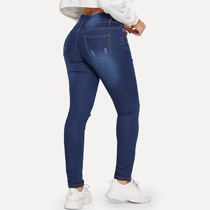 Picture of Foreign Trade Cross-Border Export Women's Pants Aliexpress 2021 Spring & Fall Ripped Jeans European and American Popular Student Pants