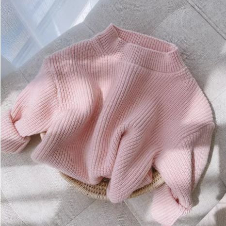Children's Pure Color Knitwear Bottoming Shirt with Autumn and Winter Thickeneded Warm Girls' Knitted Knitwear Candy Color New Top