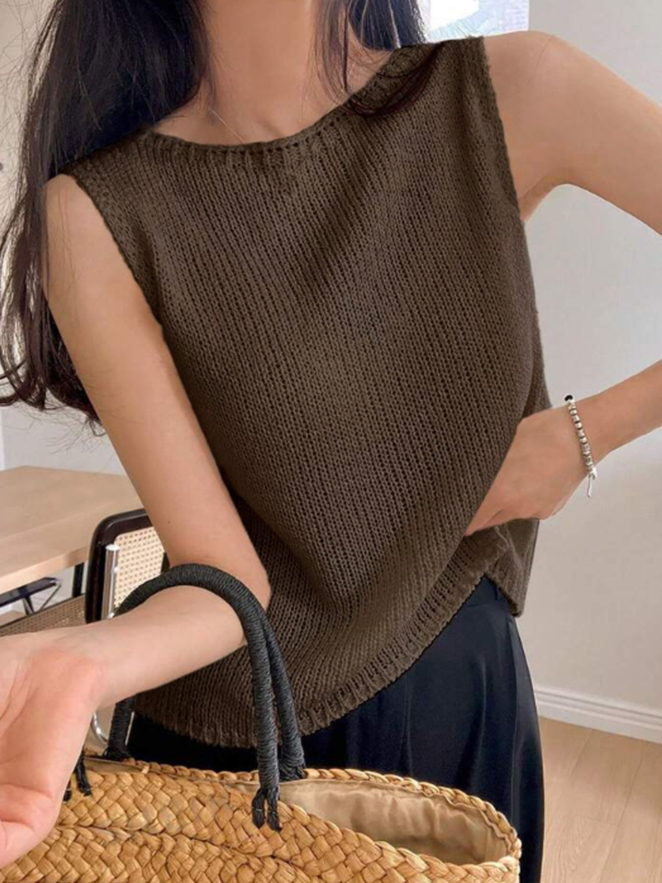 Foreign trade cross-border Europe and the United States Amazon source manufacturers sweater women's crew neck pullover vest simple spring and summer