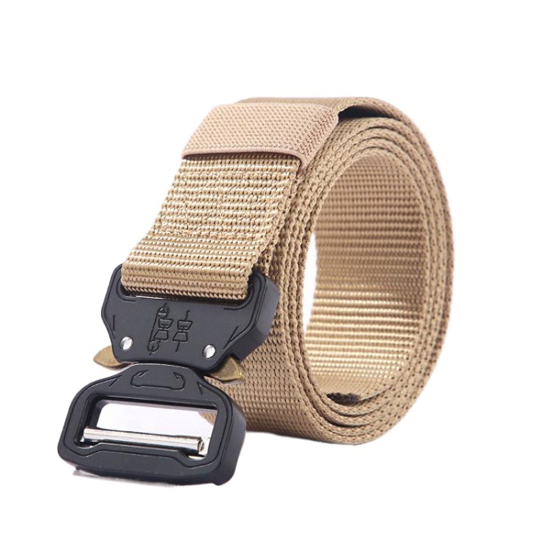 Men's Cobra Belt Tactical Outdoor Nylon Outdoor Automatic Buckle Belt Caution Pants Canvas Special Forces Belt