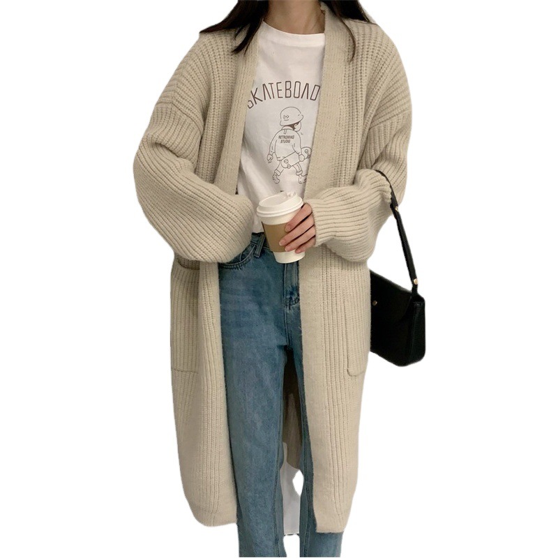 Lazy Wind Long Over-the-Knee Women's Sweater Coat 2024 Spring and Autumn New Explosions Knitted Cardigan Top