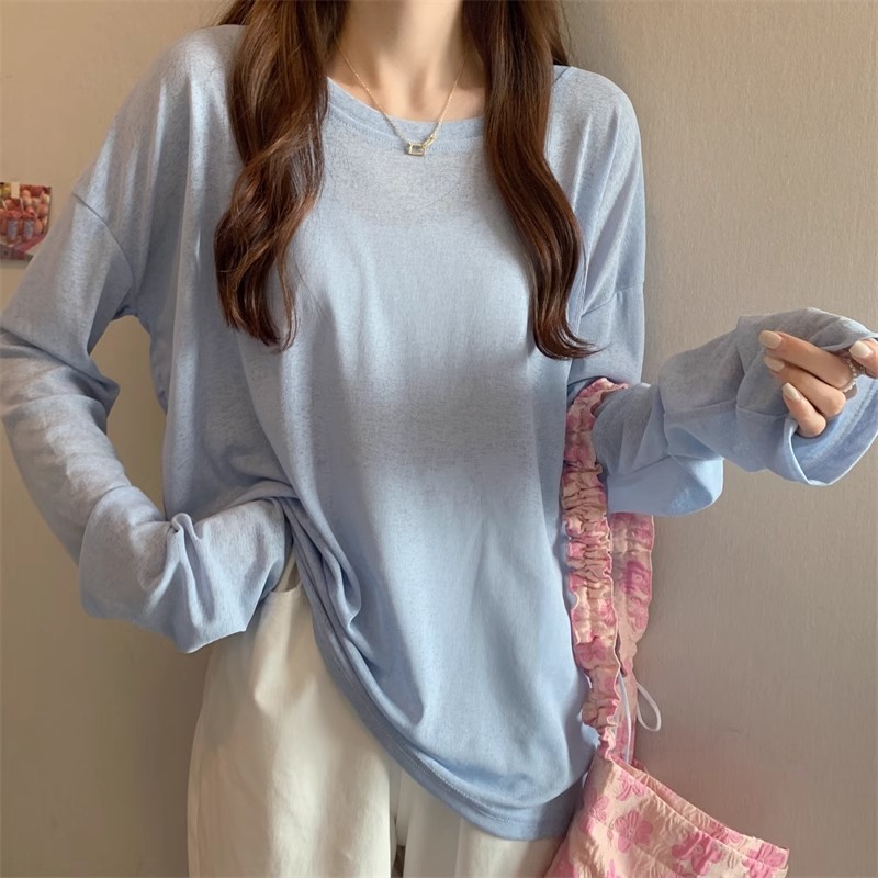 Blouse for Fat mm Women Thin Summer Korean Style Lazy Style Long-Sleeved Blouse Large Size Versatile Sun Protection Loose Ice Silk Lazy Style