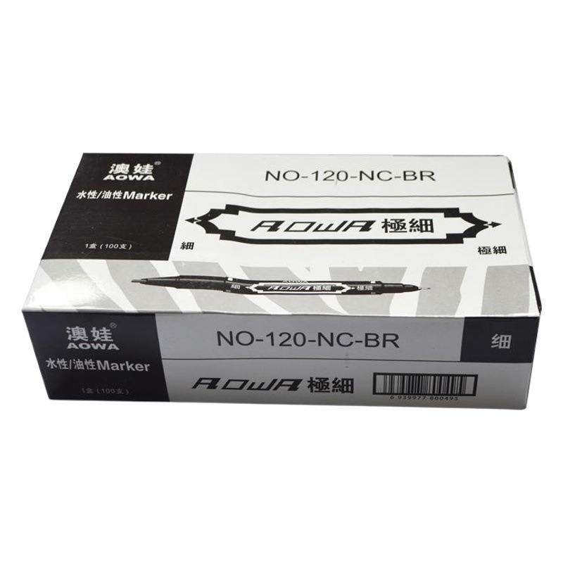 Small Double-Headed Marker Pen Water-Based Black Hook Pen Kindergarten Kidsren and Students Art Hook Edge Pen Marker Pen