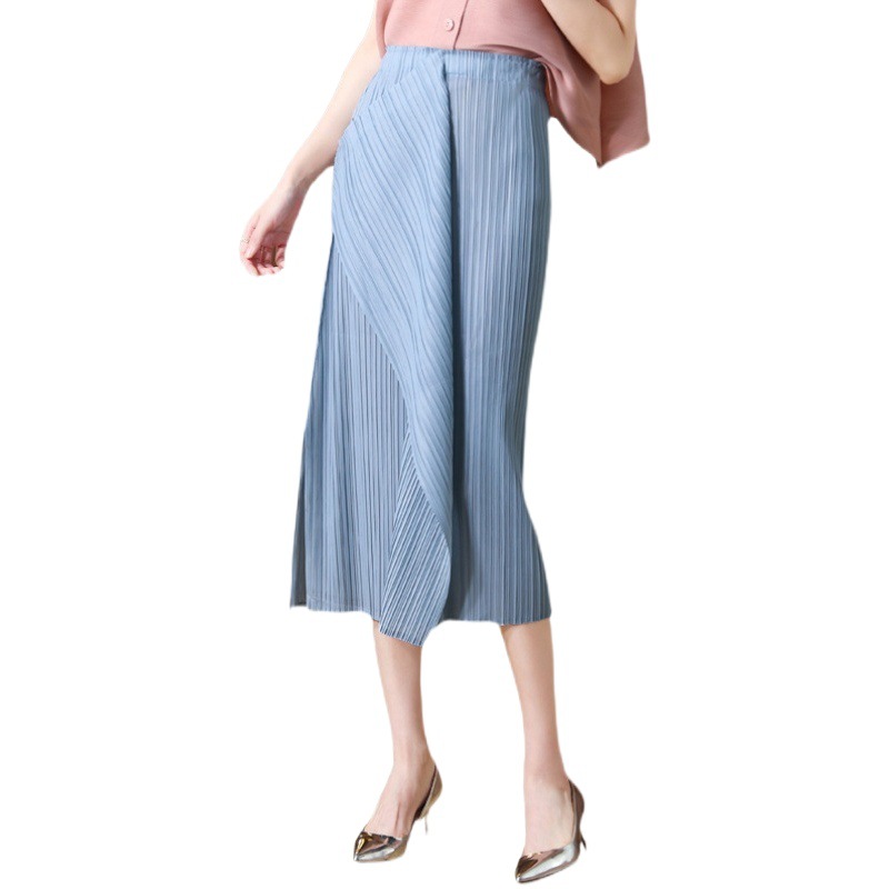 2025 New Miyake Style Pleated Black A- line Skirt Mid-length Irregular Design Pleated Half-length Skirt Summer