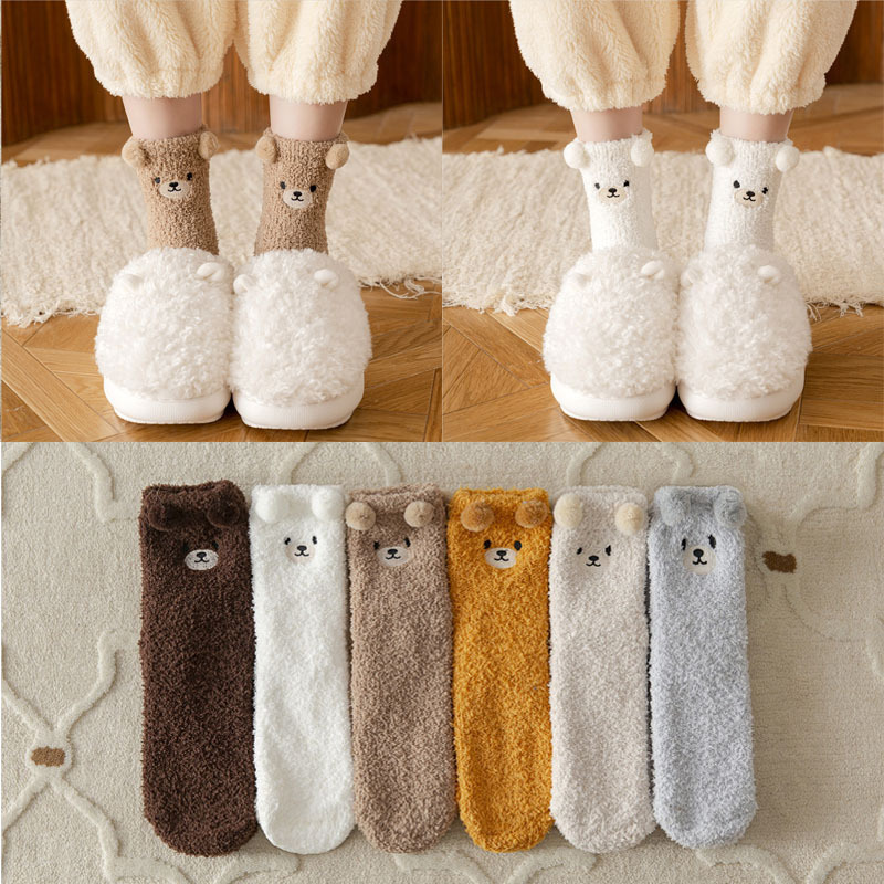 Japanese Style Coral Velvet Socks for Women in Winter Thickeneded Non-Shedding Home Sleeping Socks Long Floor Socks Women's Socks Wholesale