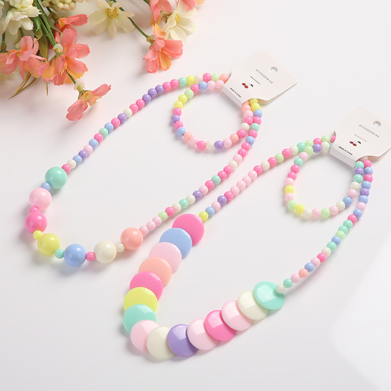Picture of Korean version of candy color necklace children's spot jewelry beads necklace bracelet two-piece set Yiwu jewelry wholesale