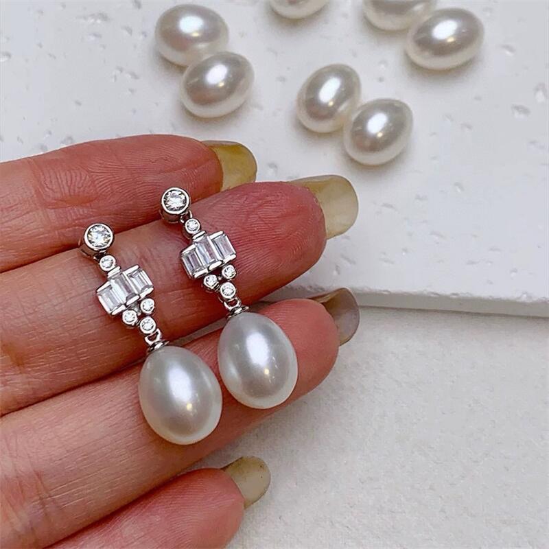 Zhuji Pearl Zhizhen Freshwater Pearl Heavy Industry Super Flash High Carbon Diamond Earrings Temperament Princess with Strength Wholesale