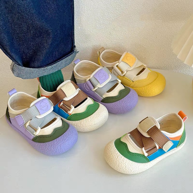 Children's sports sandals 2025 new spring and summer outdoor hiking shoes for boys and girls contrast canvas shoes big head ugly cute shoes