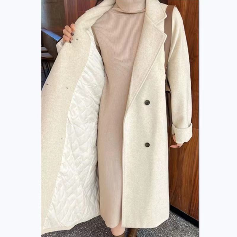 Picture of (plus padded gary) plus size loose cotton and thickening suit collar woolen coat long plush woolen cloth