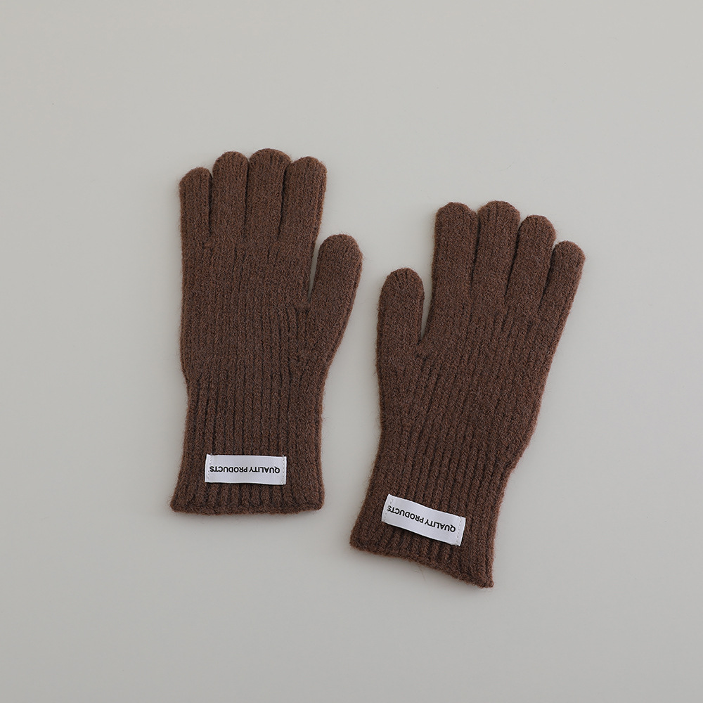 Picture of Winter Children's Knitted Gloves Middle School Students' Knitted Five-Finger Gloves with Exposed Thumb and Index Finger Students Writing Gloves