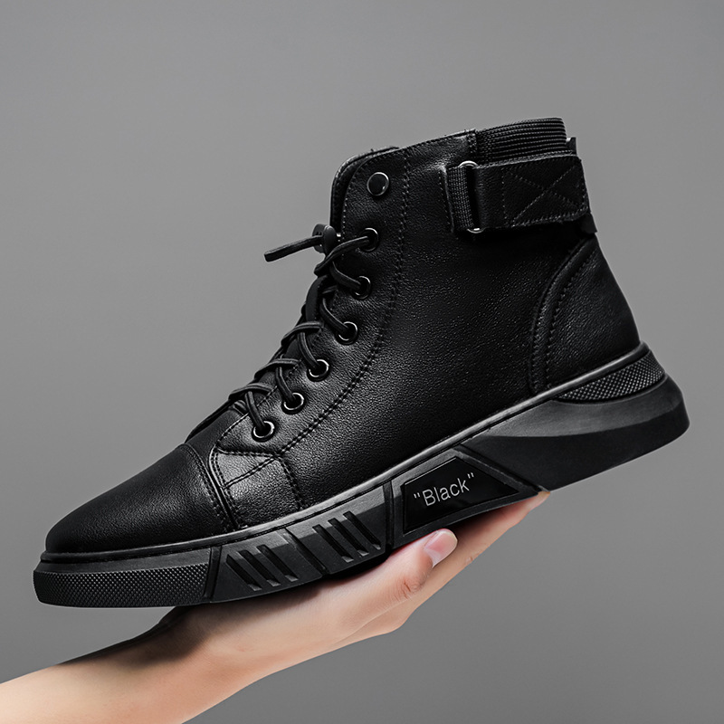 Picture of Winter New Men's British Genuine Leather Martin Boots Men's Boots Fashion Casual High Top Men's Shoes Trendy Workwear Leather Boots Men