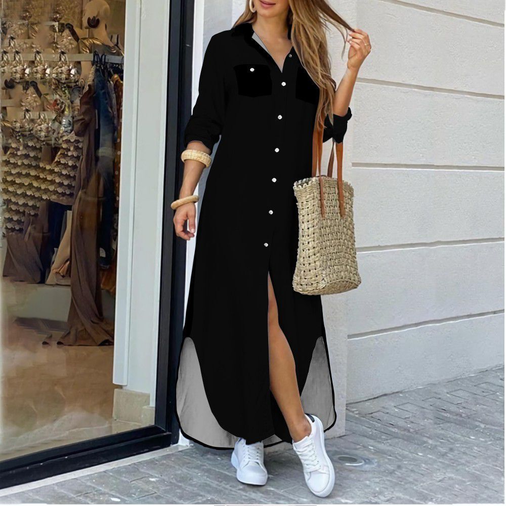 Picture of Cross-Border Women's Clothing Amazon 2025 European and American Spring and Summer New Printed Long-Sleeved Dress Fashionable Sexy Shirt Long Skirt