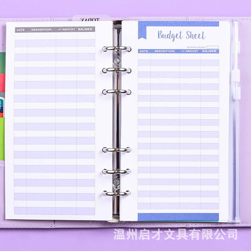 Picture of A6 Binder Cross-Border Creative Notebook Wholesale Zipper Bag Macaron Pu Leather Cash Budget Notebook
