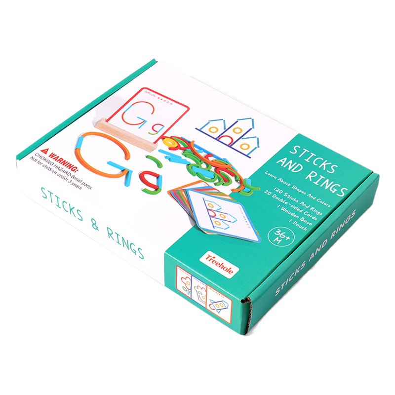 Wooden creative ring stick puzzle abstract logical thinking hand-eye coordination training children's early education educational toys