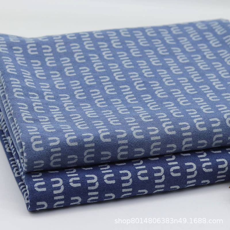 Manufacturers Wholesale Letter Printed Washed Denim Fabric Clothing Fabric Luggage Shoe Material Hat Fabric