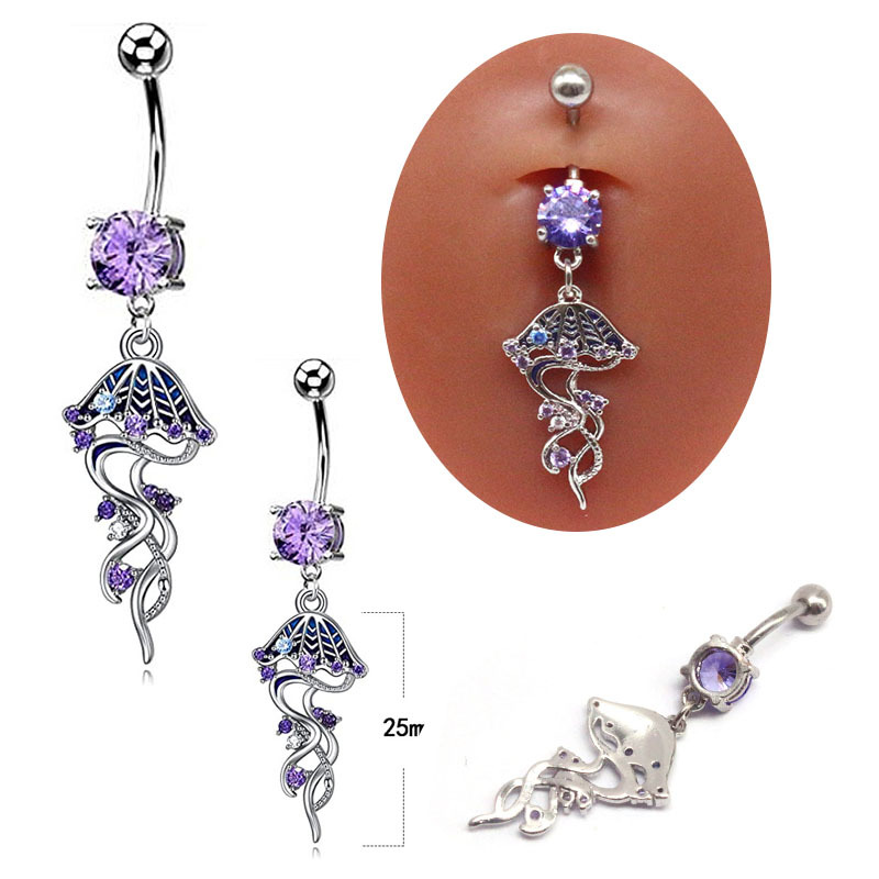gatte European and American cross-border big belly button ring fantasy jellyfish navel nail navel accessories body piercing jewelry zircon navel ring