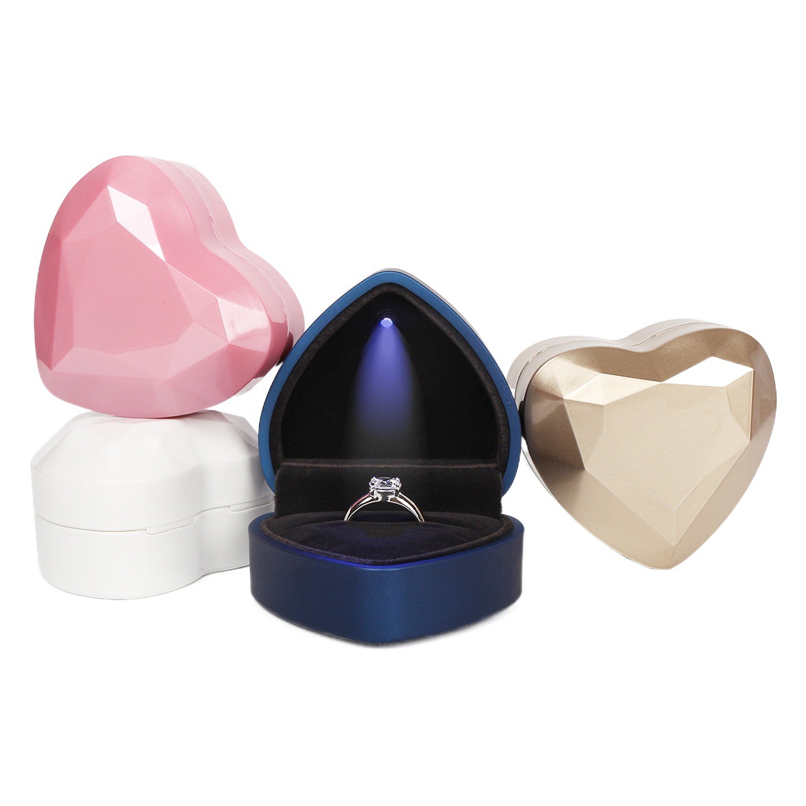 Heart-shaped LED Jewelry Box with Light High-end Jewelry Ring Box Necklace Pendant Storage Box Jewelry Packaging Box