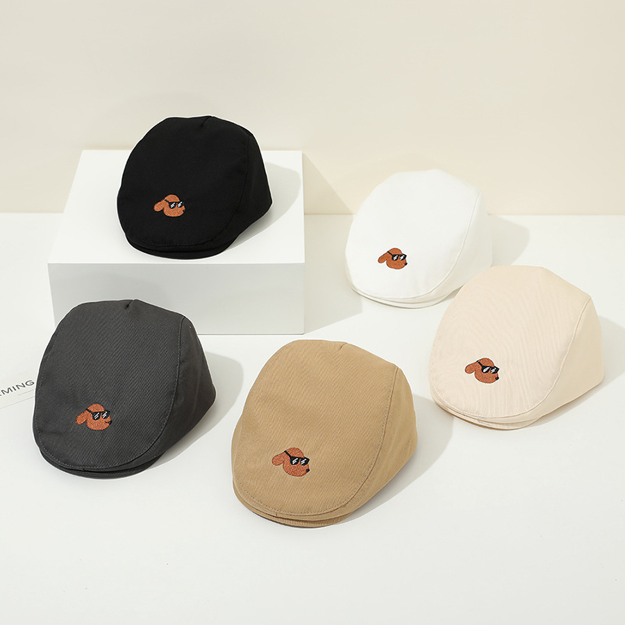 Picture of Glasses dog embroidered children's forward hat baby hat British spring and autumn boys and girls peaked cap cartoon children's fashion hat