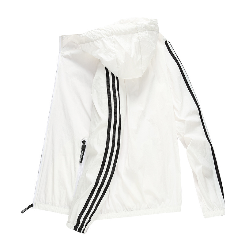 Three Bar Sun Protection Clothing Men's Casual Thin Summer Windbreaker Coat Outdoor Sports Skin Clothing Men's Ultra-thin