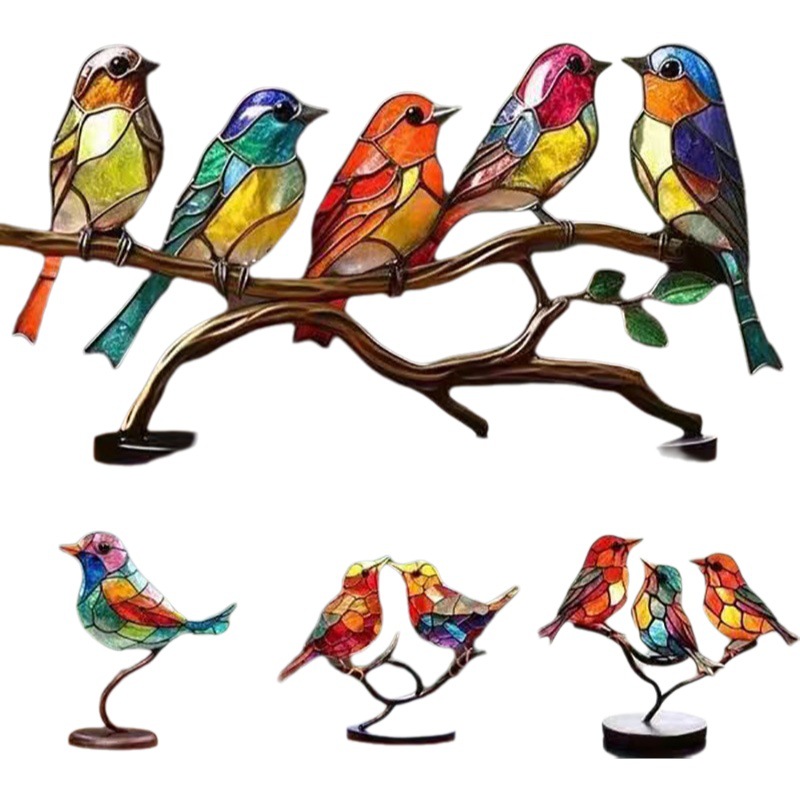 Zibi Animal Amazon European-style Bird Ornaments Home Decoration Ornaments Hundred Flowers Bird Pendant Acrylic Home