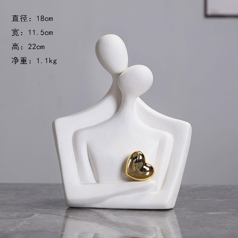Picture of High-End Creative Gift Box Packaging, Happy Lovers Ornaments, Wedding Celebration, Newlyweds, Birthday Gifts for Couples, White Porcelain Craftsmanship