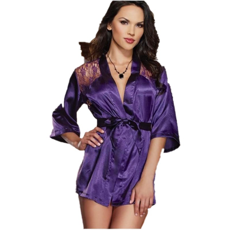 Dancing Night Cat Sexy Lingerie Rose Lace Nightgown Sexy Foreign Trade Bathrobe Bathrobe Large Size Manufacturer Wholesale