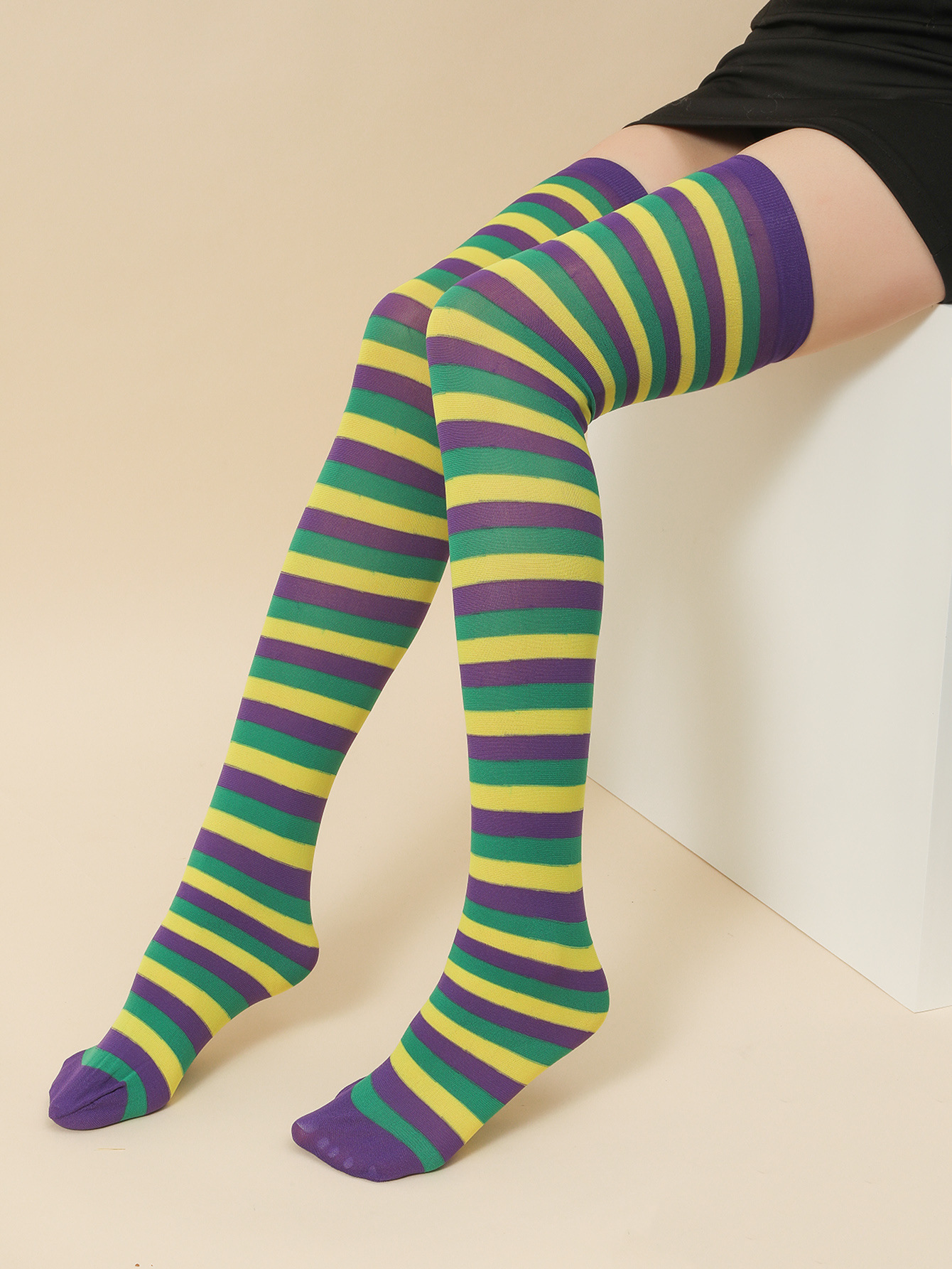 Picture of Halloween Christmas Striped Stockings Party Costume Accessories Over-the-Knee Stockings Striped Pantyhose
