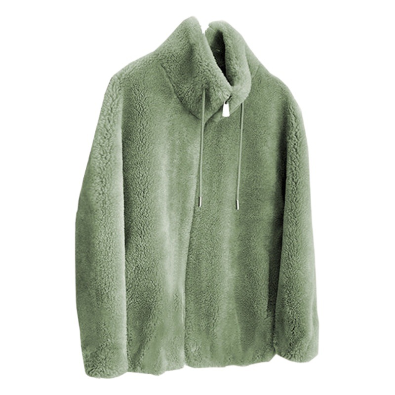 Women's Fashionable Coat Ins Winter fleece-lined Thickened Double-sided Fleece Vertical Collar Warm Sweater Women's Cardigan Zipper Fleece