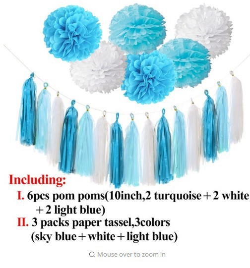 Picture of Amazon Birthday Holiday Party Wedding Decoration Supplies Paper Flower Ball Tassel Spiral Charm Birthday Flag
