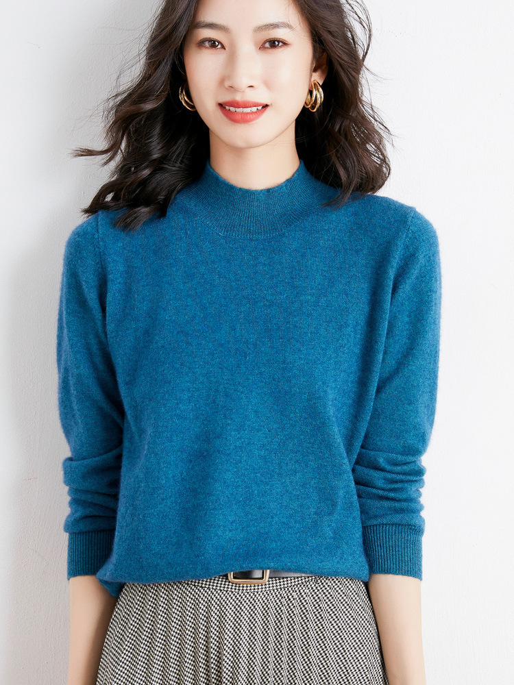Picture of 2022 Spring and Autumn New Women's Loose Half-turtleneck Wool Knitwear Pullover Base Shirt Sweater