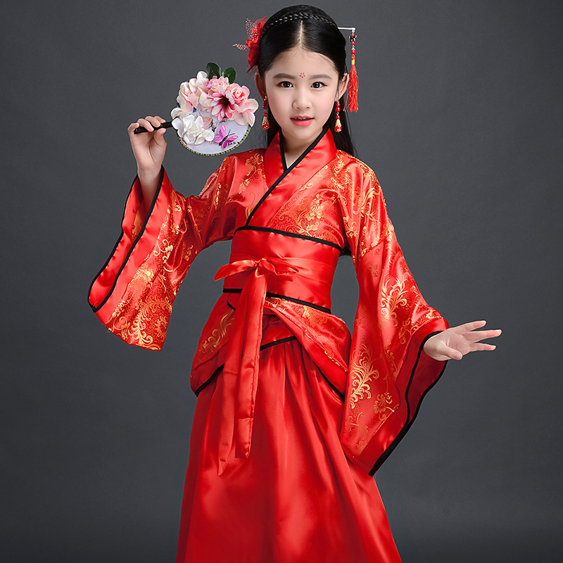 Picture of Children's Ancient Costume Female Hanfu Tang Costume Qin Dynasty Spring and Autumn Warring States Three Kingdoms Imperial Concubine Costume Han Dynasty Gege Ancient Performance Costume