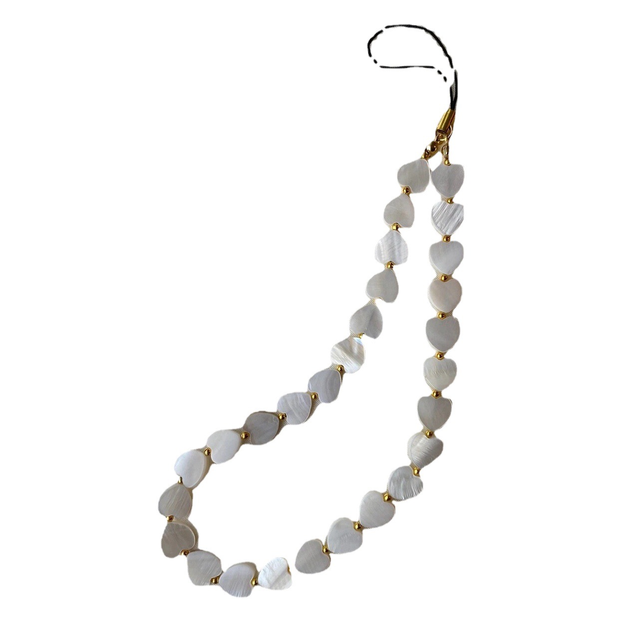 Love Shell Beaded Mobile Phone Chain Keychain Imitation Pearl Shell Mobile Phone Pendant Simple and Versatile Mobile Phone Case Accessories