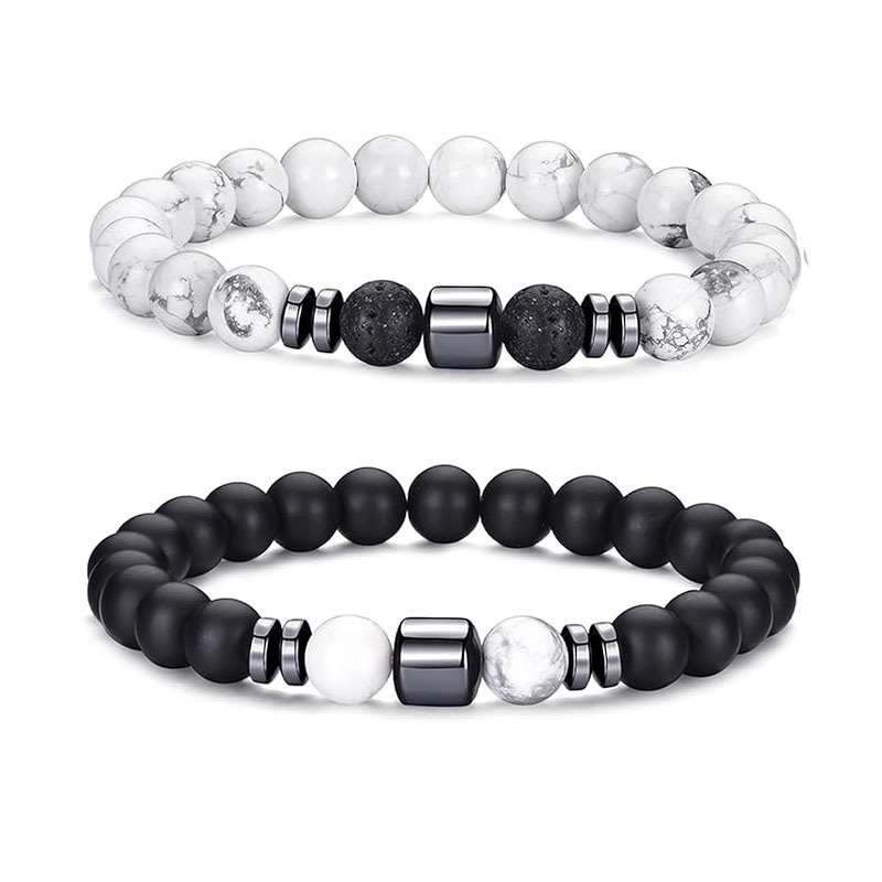 Picture of European and American Cross-Border New 8mm Natural Stone Tiger Eye Peacock Turquoise Elastic Beaded Bracelet for Men and Women Friendship Gifts