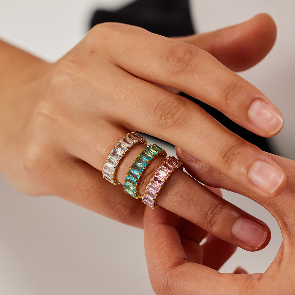 Picture of Jieding European and American titanium steel spring and summer stainless steel inlaid zircon ring cross-border trend does not fade niche jewelry wholesale