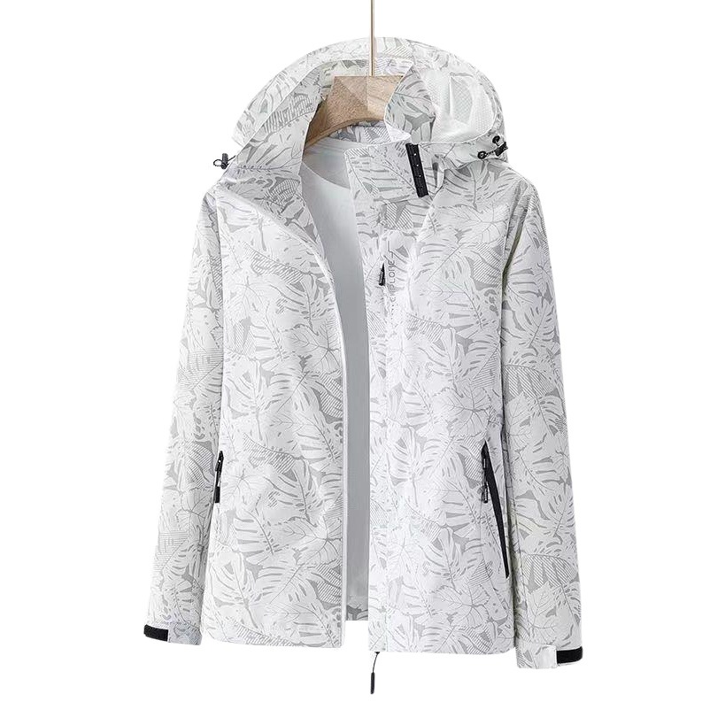 Spring and Autumn Printed Jacket Women's New Outdoor Windproof Waterproof Breathable Mesh Lining Rushtop Loose Mother's Mountaineering Suit