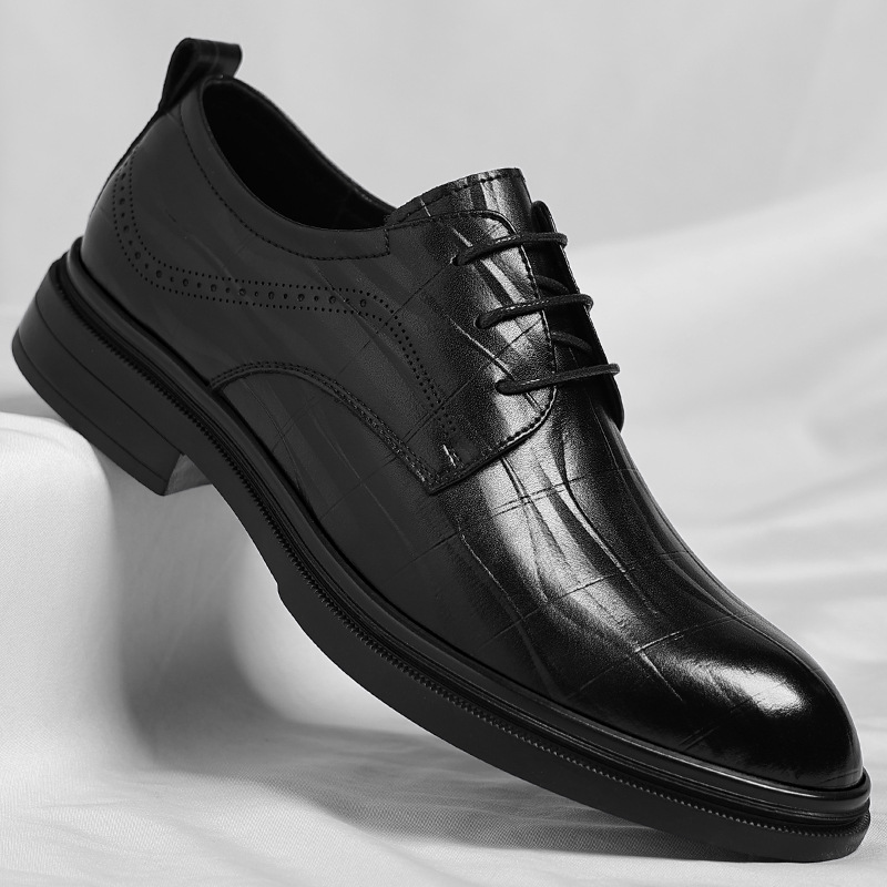 Dress leather shoes commuter wind shoes leather shoes men's business height shoes men's low work wedding shoes a generation of hair